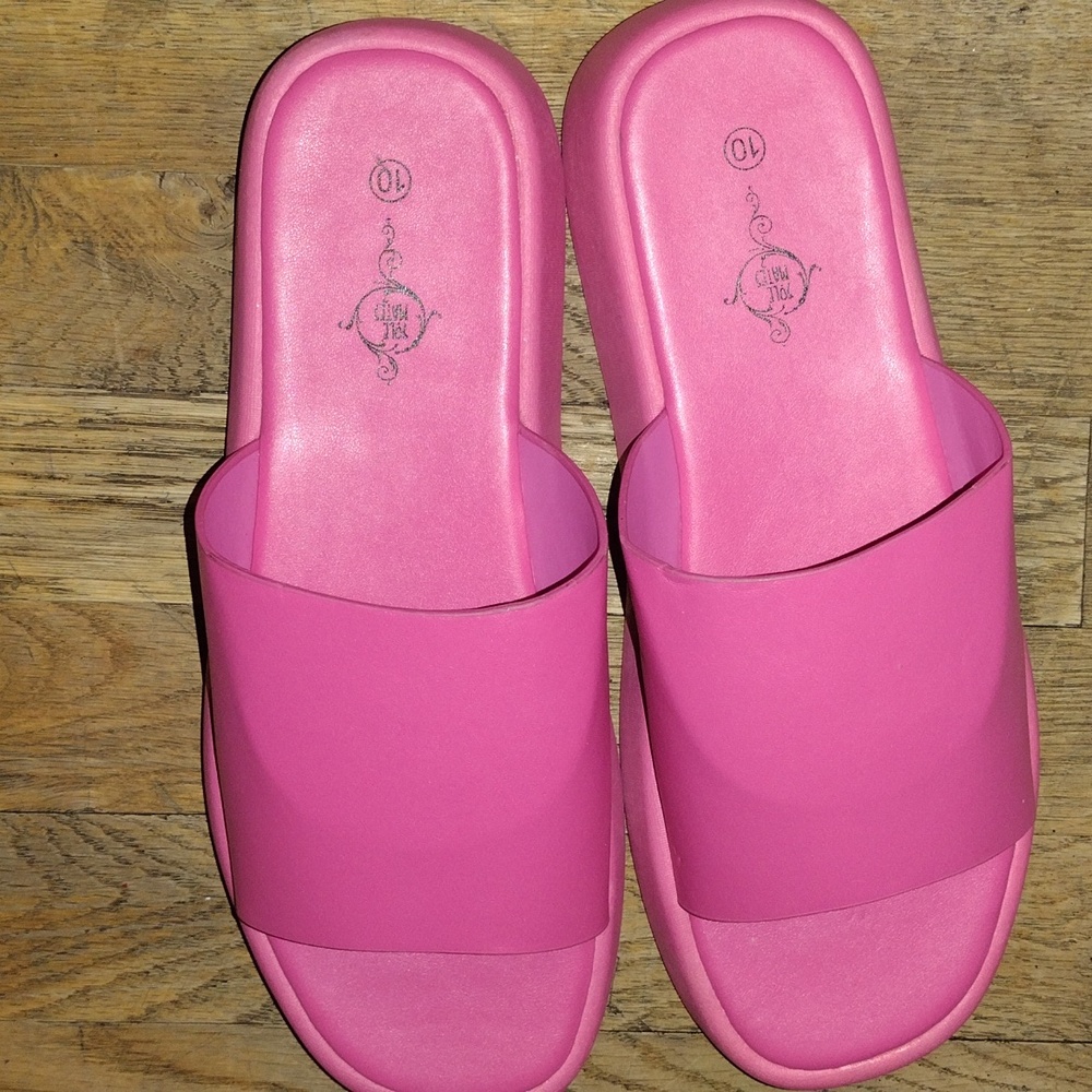 🩷Pink Heeled Slides Slipper Sandals -SIZE 10